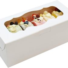 30pcs 9x4x3.5 Inch Cookie Boxes White Bakery Boxes with Window, Loaf Cake Boxes for Roll Cakes, Desserts, Muffins, Donuts, Candies and Pastries(9 Inch)